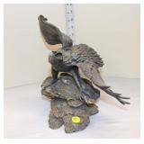  Lot 268 Bronze and pewter sculpture of eagle on rock, unsigned, very well done, approx. 13"w x 8"d 