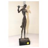  Lot 269 Modern sculpture bronze lady playing flute, approx. 4"w x 14"h x 3"d