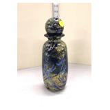  Lot 279 Signed art glass handmade decanter with stopper, 10"h x 4"d