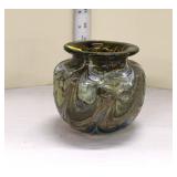  Lot 282 Artist signed hand blown art glass vase 6/75 A-857, approx. 4"h x 4"d