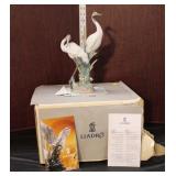  Lot 340 Vintage Lladro "Courting Cranes" porcelain figurine standing herons with box