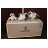 Lot 341 Vintage Lladro porcelain figurines group lot of 3 herons, "Landing Crane" with box