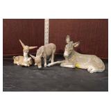  Lot 375 Vintage Lladro porcelain figurines (3), 2 laying donkeys, 1 standing