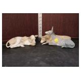  Lot 377 Vintage Lladro porcelain figurines (2) one of cow and donkey laying down and one cow laying