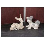  Lot 378 Vintage Lladro porcelain figurines (2), one of laying fawn and one of wonderful happy puppy