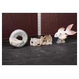  Lot 383 Vintage Lladro porcelain figurines, (3) two fish and a lizard