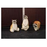  Lot 407 Vintage Lomonosov made in USSR porcelain figurines (3) playful raccoons