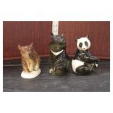  Lot 408 Vintage Lomonosov made in USSR porcelain figurines (3) bears, one brown, one black and one 