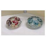  Lot 416 (2) Monte Dunleavy vintage hand blown art glass paperweights
