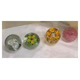  Lot 427 (4) Vintage unsigned hand blown art glass paperweights