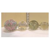  Lot 435 (4) Vintage hand blown art glass paperweights, one signed Atlantis