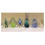  Lot 437 (6) Vintage egg shape hand blown art glass paperweights