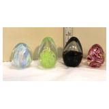  Lot 438 (4) Vintage egg shape hand blown art glass paperweights