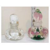  Lot 444 (2) Vintage St. Clair hand blown art glass paperweights in the decanter style, one Joe Rice