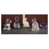  Lot 461 (6) Vintage lead crystal handmade animal figures, 5 cats and 1 puppy