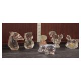  Lot 462 (6) Vintage lead crystal handmade animal figures, 5 cats and 1 puppy