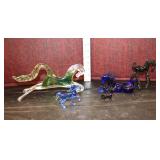  Lot 486 (5) Vintage handmade art glass horses in various sizes