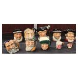  Lot 489 (10) Royal Daulton vintage small porcelain toby mugs