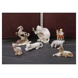  Lot 490 (8) vintage porcelain figurines of various sizes of animals