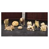 Lot 502 (10) hand carved vintage Asian miniatures of various animals