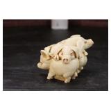  Lot 503 Vintage hand carved covered lidded miniature Asian pig box