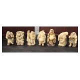  Lot 507 (7) miniature vintage hand carved Asian figures, some signed