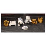  Lot 510 (7) Asian vintage figures, 3 porcelain, 1 stone, 3 hand carved