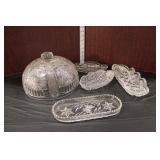  Lot 514 (5) semi antique miscellaneous cut glass items including a 10" cut glass plate dome