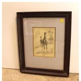  Lot 526 Vintage print of colt signed Larry Schultz approx. 14"w x 17"h framed artwork