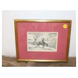  Lot 528 Vintage print signed Gottlieb "Tevye" of horse and rider approx. 11"w x 9"h framed artwork