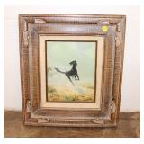  Lot 529 Vintage oil on canvas of horse signed H. King, approx. 16"w x 18"h framed artwork