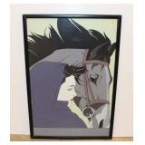  Lot 533 Large mid century print of horse and lady marked the Mirage Editions framed artwork