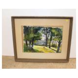  Lot 536 Vintage water color style framed artwork of farm house