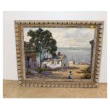  Lot 537 Mid Century oil on board in original carved frame of farm house