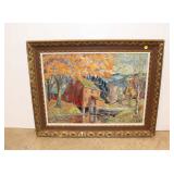  Lot 539 Vintage oil on canvas Pulito titled Autumn at the Mill, Berlin, Connecticut