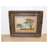  Lot 540 Vintage oil on board in original frame signed L. Cooline, ocean scene