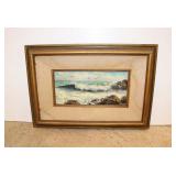  Lot 542 Mid Century oil on canvas of ocean scene signed Pat Bestrom framed artwork