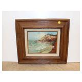  Lot 543 Vintage oil on board of ocean scene signed Van Gace (?) in original frame