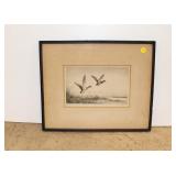  Lot 544 Semi antique print of ducks called Mallards, signed framed artwork