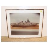  Lot 547 Vintage print of military model ship Arleigh Burke, Navy, framed artwork