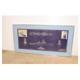 Lot 548 Vintage schematic military print of Arleigh Burke ship, Navy, contract design