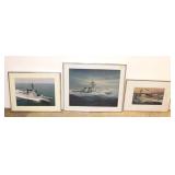  Lot 549 (3) vintage Navy ship prints in frame
