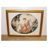  Lot 561 Framed print marked Louis Icart of woman with dogs