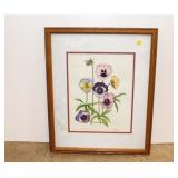  Lot 566 Vintage framed artwork by Lois Taddei c.2000 called "Pansey"