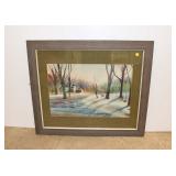  Lot 567 Mid century water color style artwork in original frame signed J. Deering