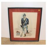  Lot 573 Vintage water color style framed artwork of confederate soldier signed
