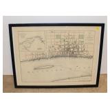  Lot 574 Vintage map of city of Philadelphia and Delaware river framed artwork dated 1976