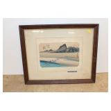  Lot 577 Vintage signed Asian beach scene framed artwork