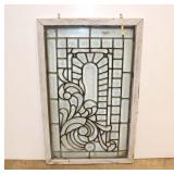  Lot 584 Semi antique leaded glass window, one panel with crack