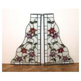 Lot 586 Pair vintage leaded glass sun catcher corner (2) pieces, approx. 27"w x 16"h